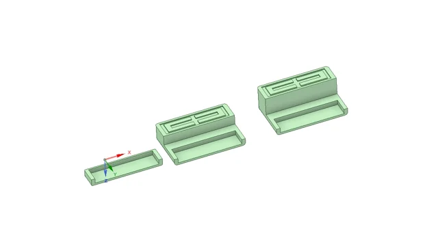 CAD-Konstruktionen individueller Magnethalter für Fensterrahmen.