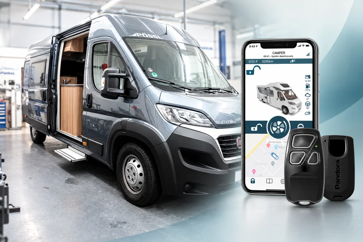 Pössl-Camper in der Werkstatt mit Pandora-App, Fernbedienung und TAG – KI-gestützte Montage