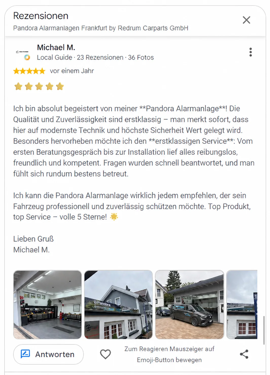 Google-Rezension von Michael M. mit fünf Sternen